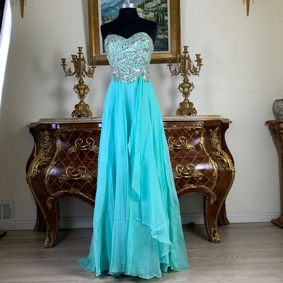 meier formal dresses Meier Collection Dresses | Meier Collection Formal Rhinestone Bodice Evening Prom Dress | Color: Green | Size: L